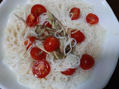 トマトと茗荷のあっさりそうめん