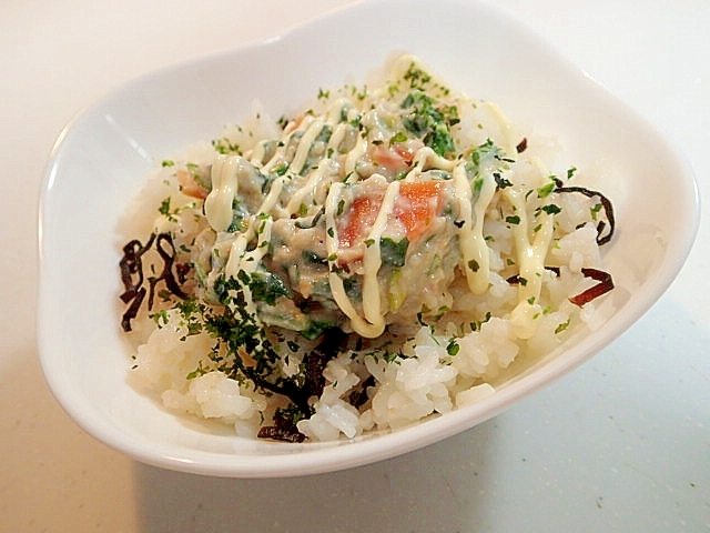 青のり/マヨで　白和えと塩昆布の丼