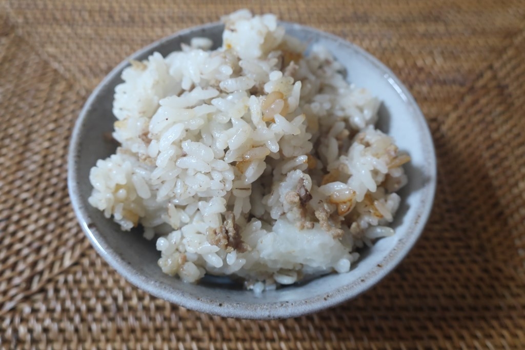 山芋牛ひき肉の炊き込みご飯