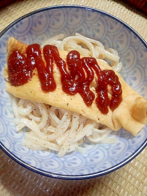 讃岐うどんにオムレツ載せちゃいました☆