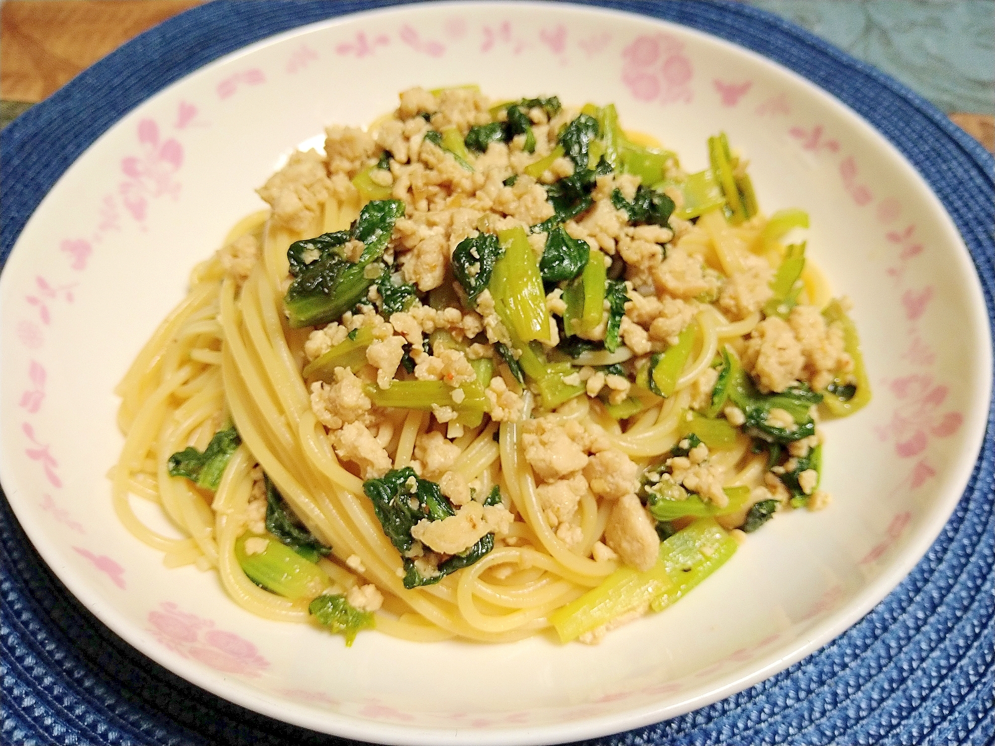 醤油麹と豆板醬で鶏そぼろパスタ