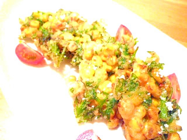 サックサク!コーンと春菊のかき揚げ。