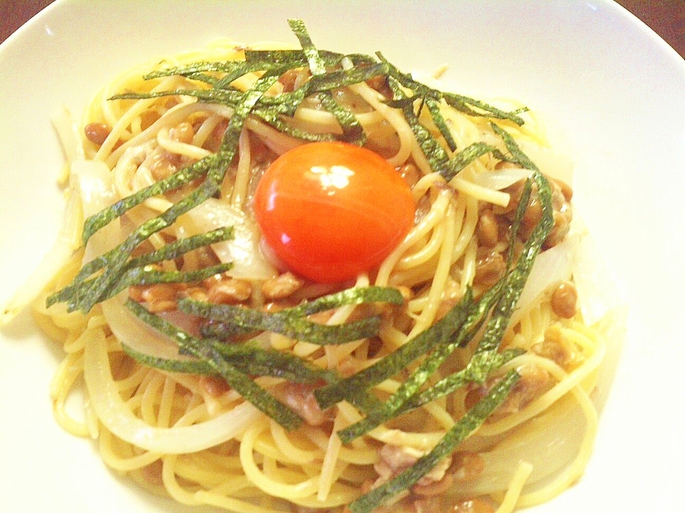 いちいち茹でない　時短　納豆アンチョビのパスタ