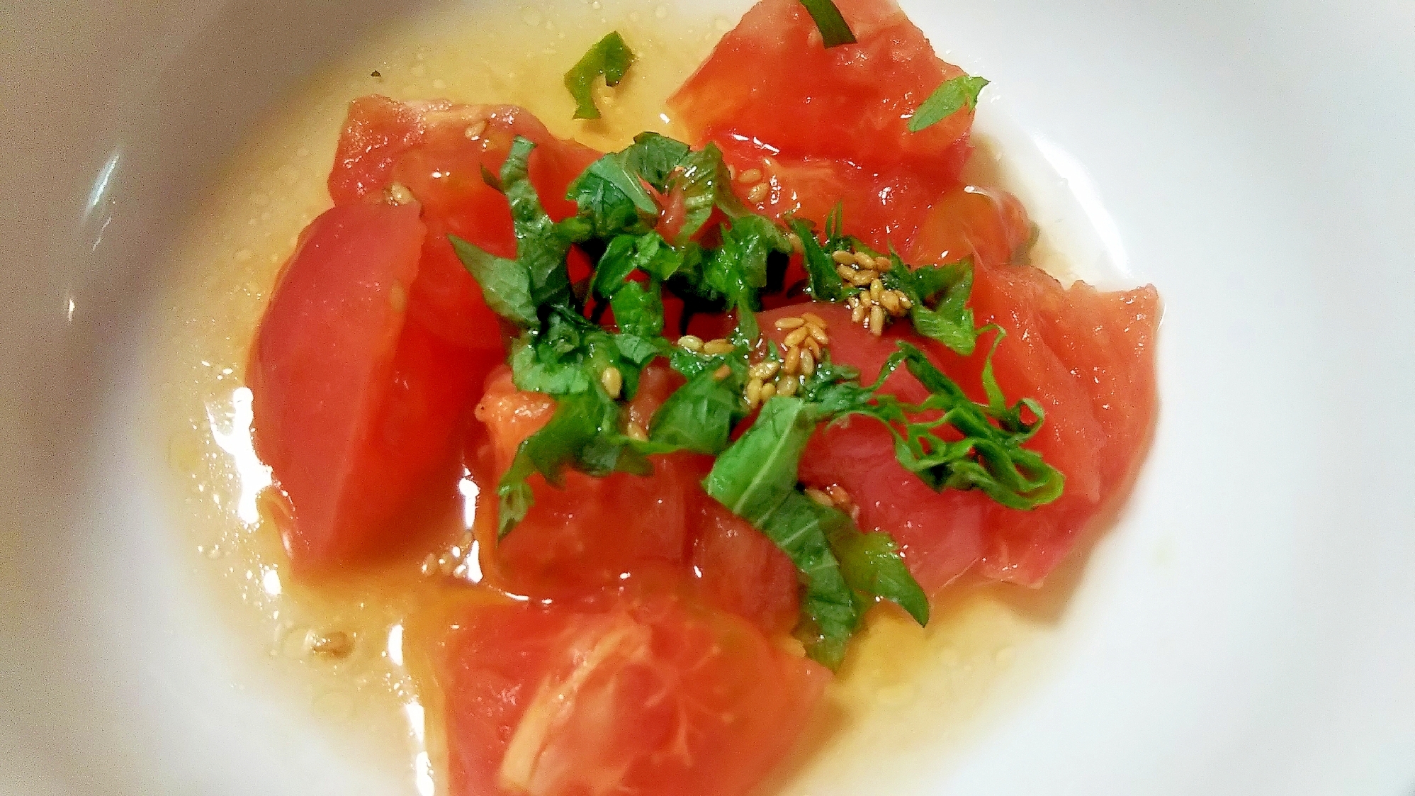 トマトと【大葉】のポン酢サラダ