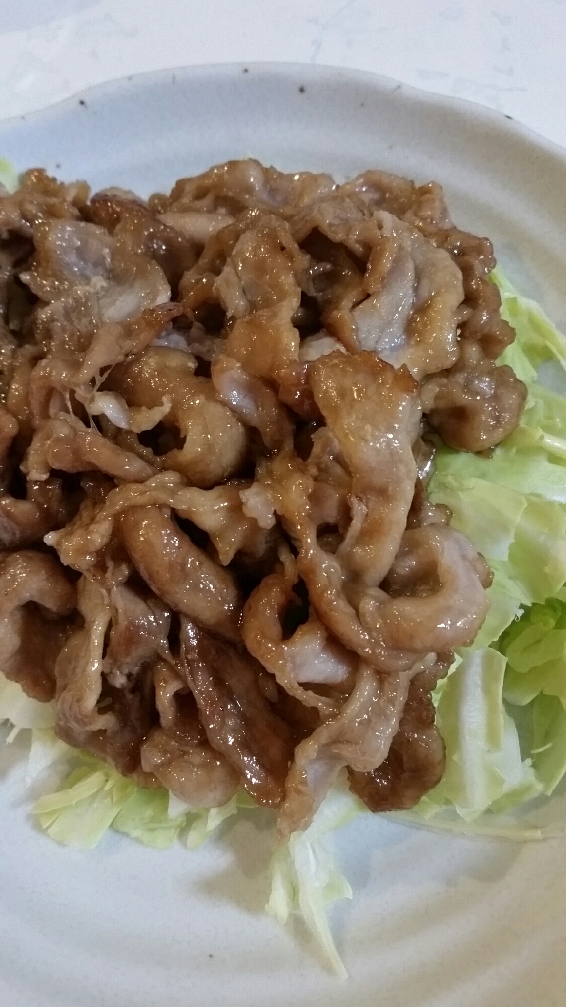 豚ばら肉で、しょうが焼き