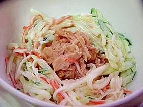 ツナと合わせて♪カニカマ&きゅうり☆マヨ和え