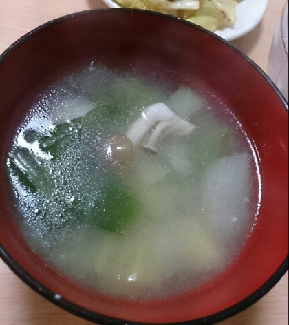 ちんげん菜としめじの中華スープ