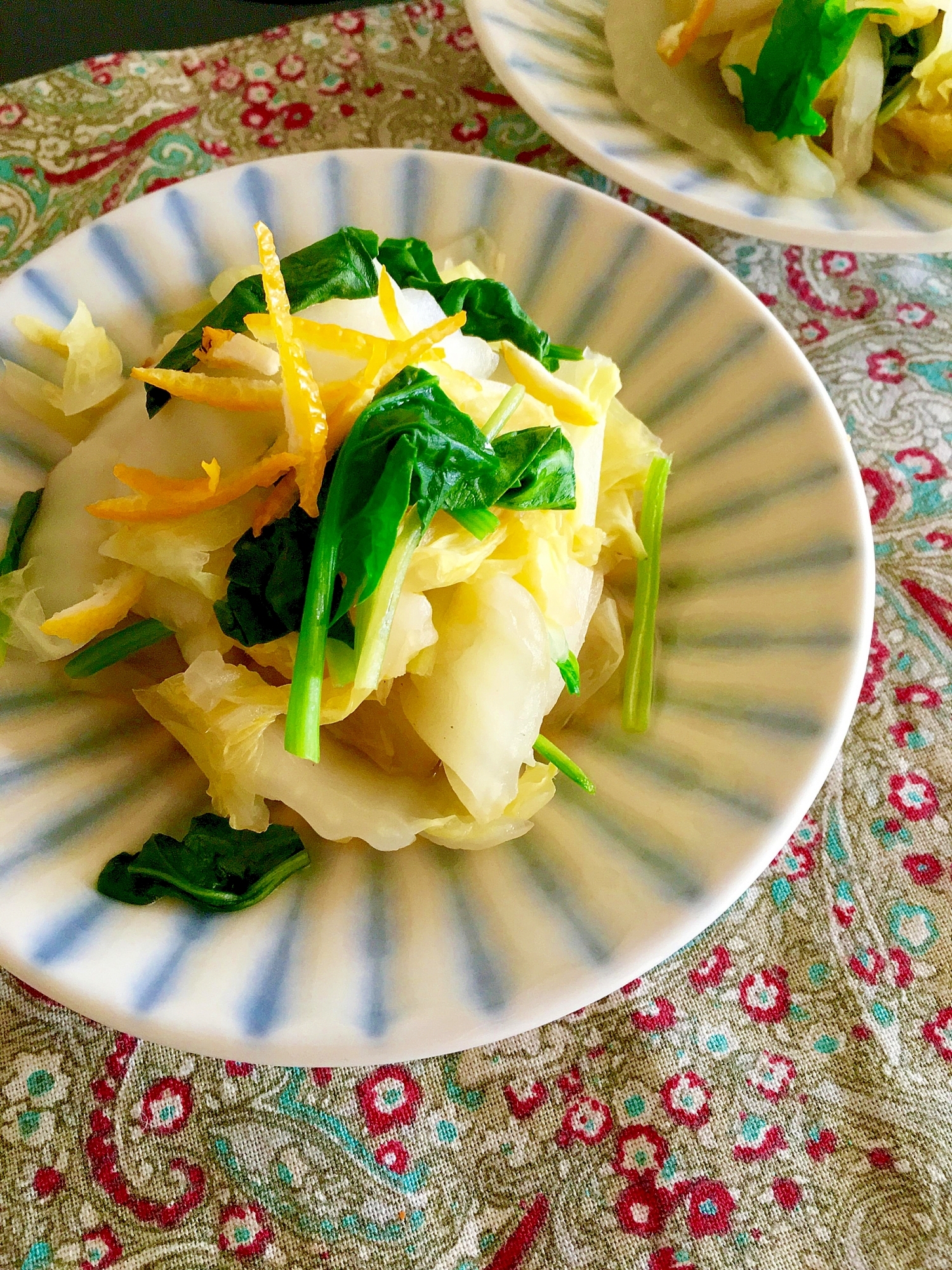 白菜とほうれん草のゆず風味♩