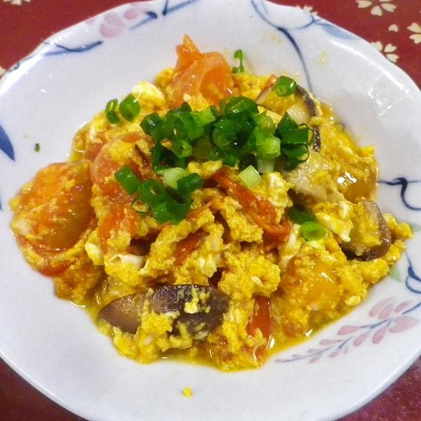 トマト卵椎茸の中華風炒め