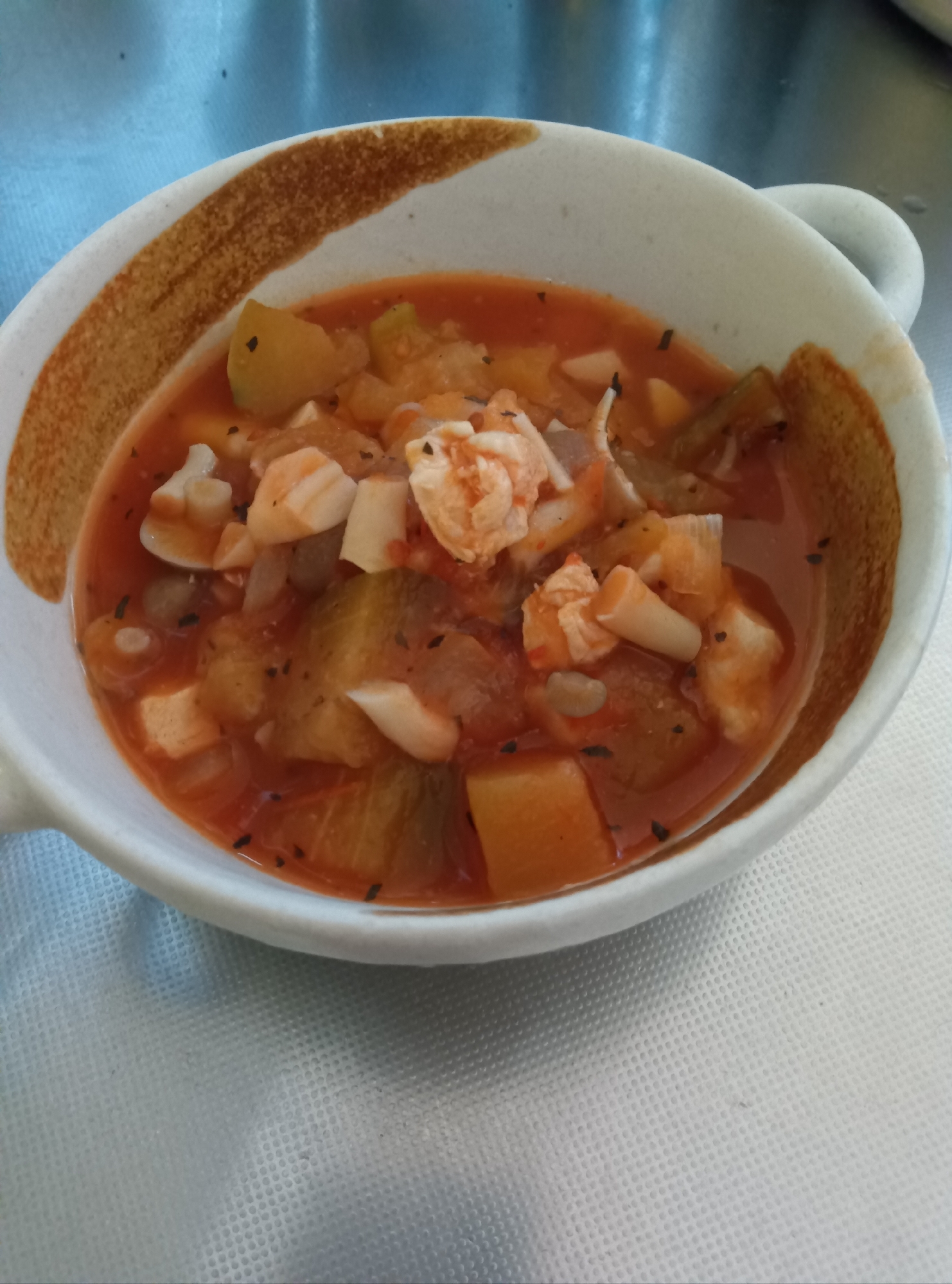 白ナスとしめじのトマトスープ