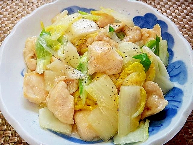 白菜と鶏むね肉長ねぎの中華蒸し煮