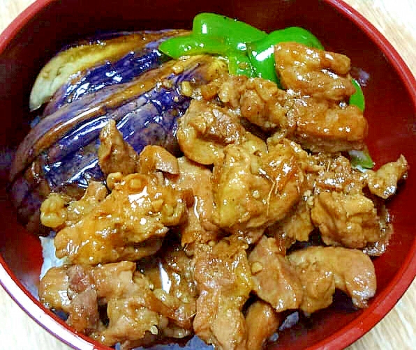 なすと豚肉の生姜風味甘辛照り焼き丼