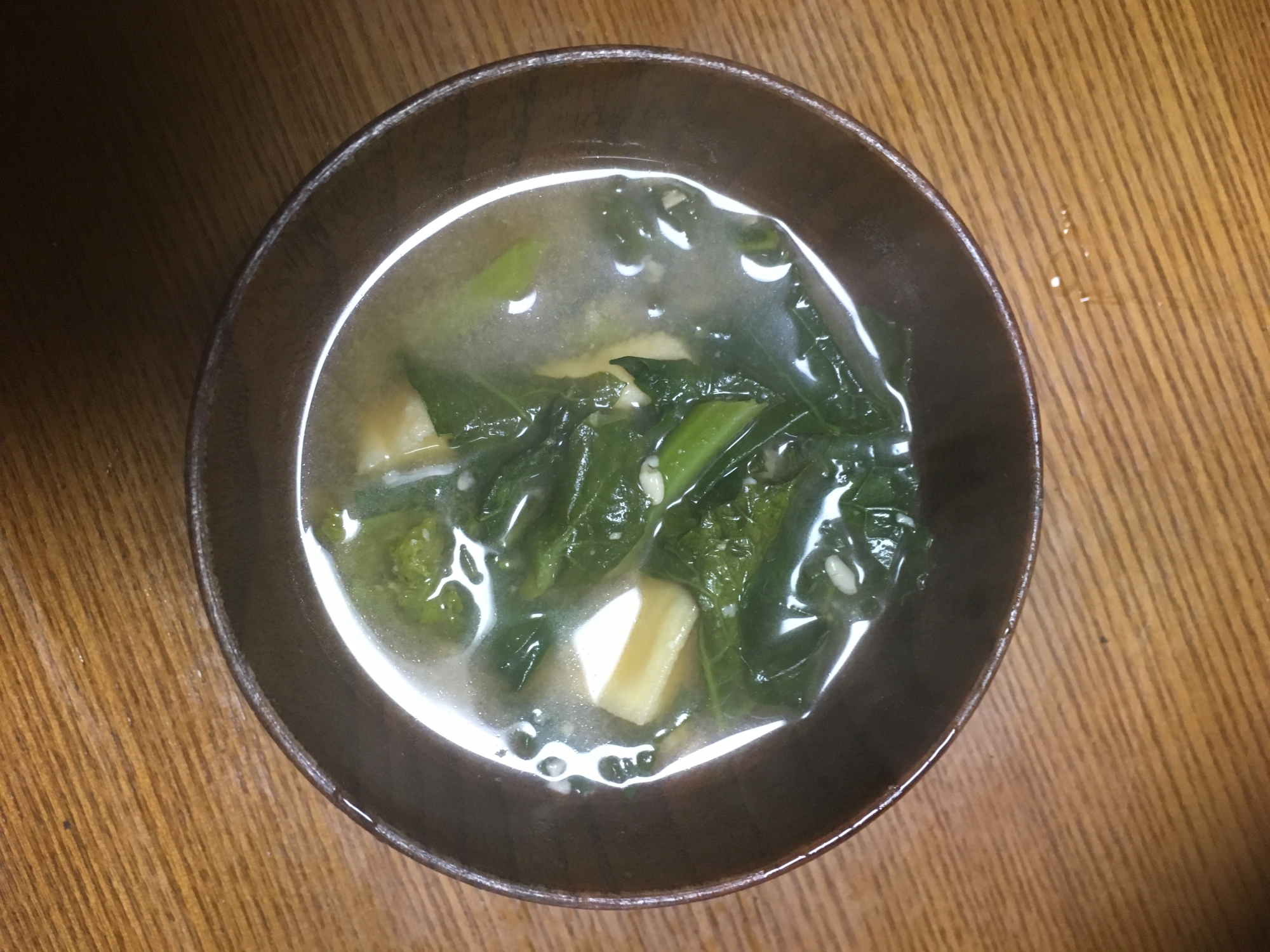 五月菜と油揚げの味噌汁