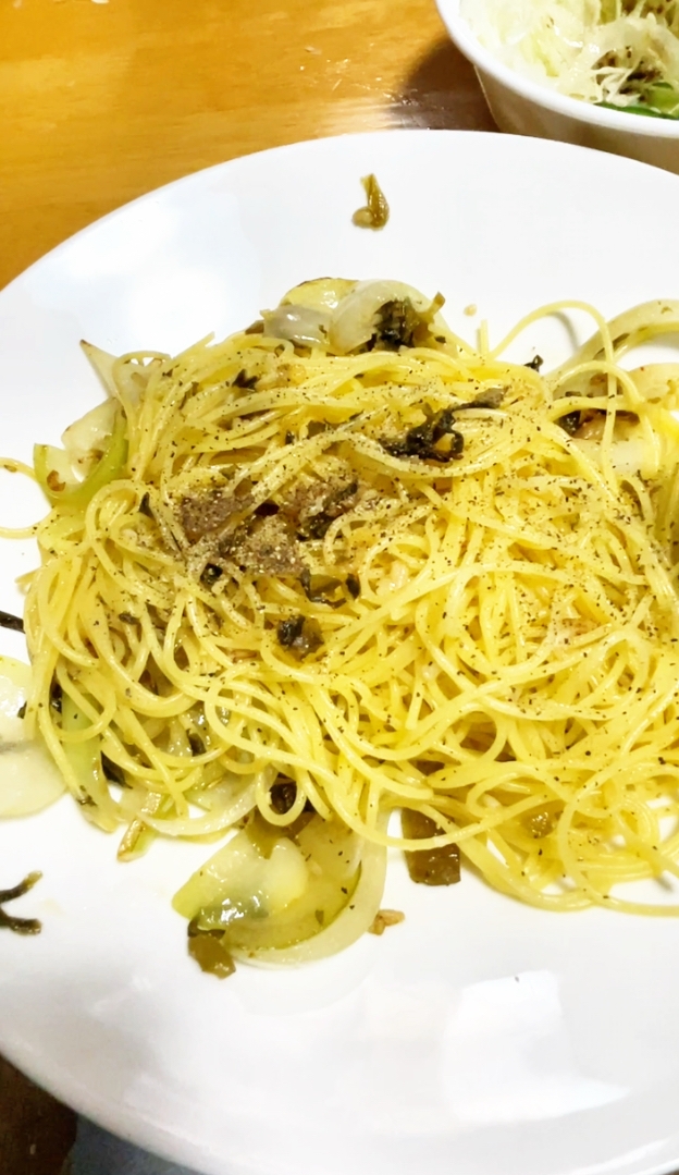 塩麹＋玉ねぎで作る！高菜×塩麹ペペロンチーノ