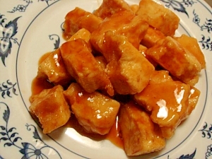 パンダのオレンジチキン風の高野豆腐