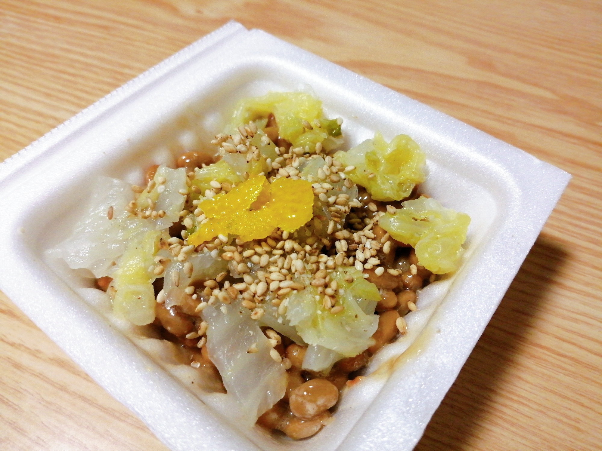 柚子風味☆白菜とごまの納豆