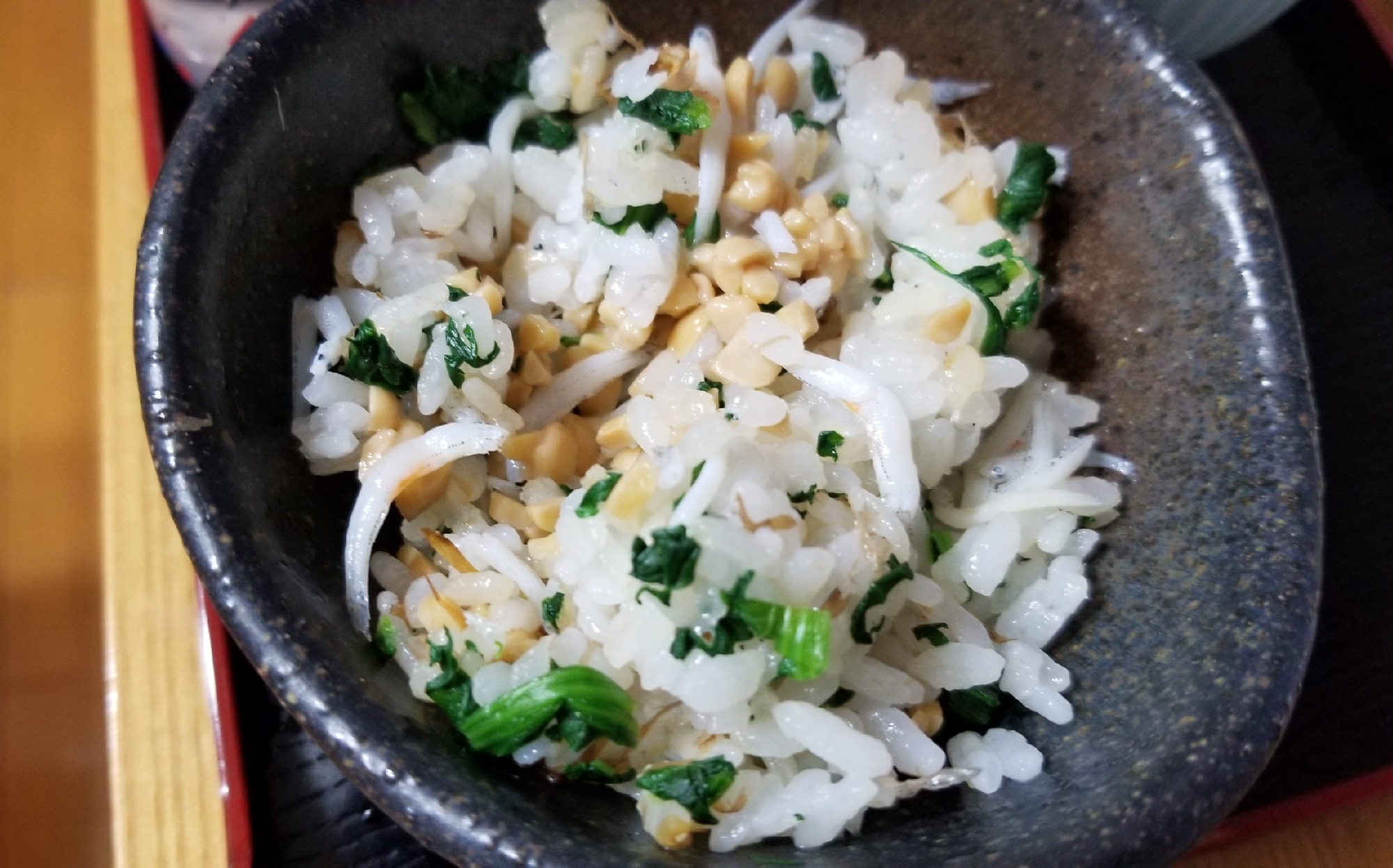 しらす、鰹節、小松菜、納豆の醤油ご飯☆離乳食完了期