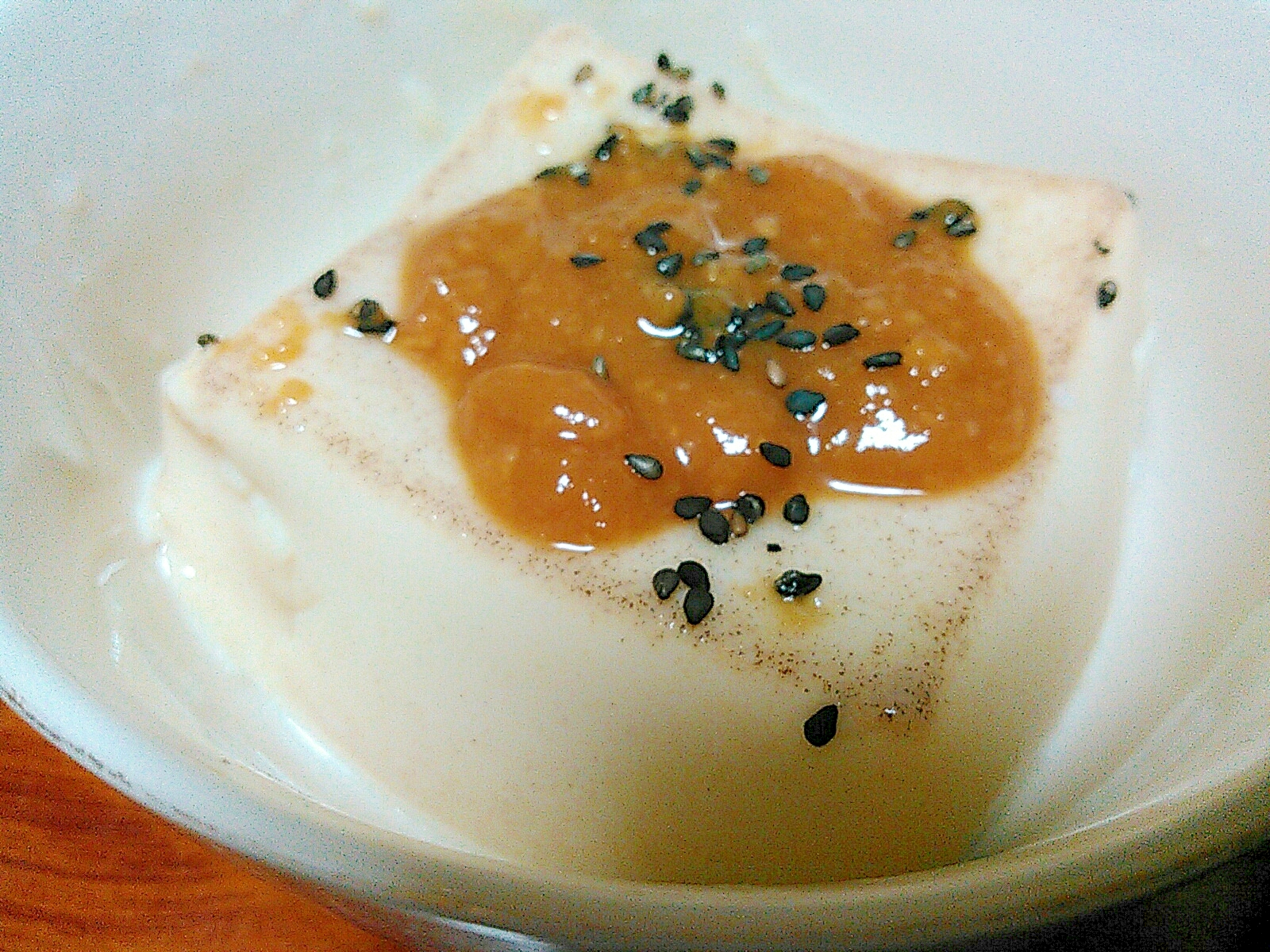 胡麻豆腐の生姜甘酢味噌かけ