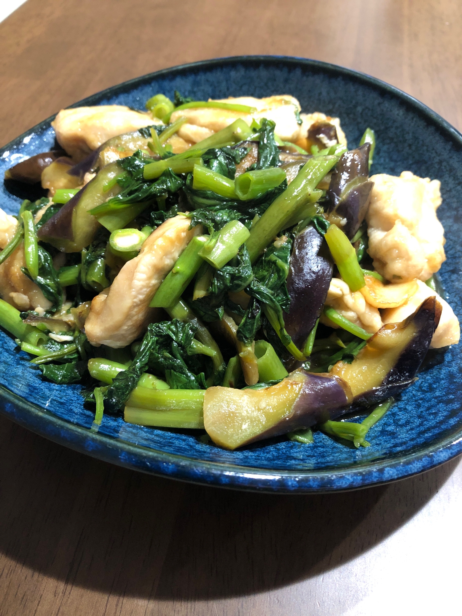 空芯菜と鶏胸肉のオイスター炒め