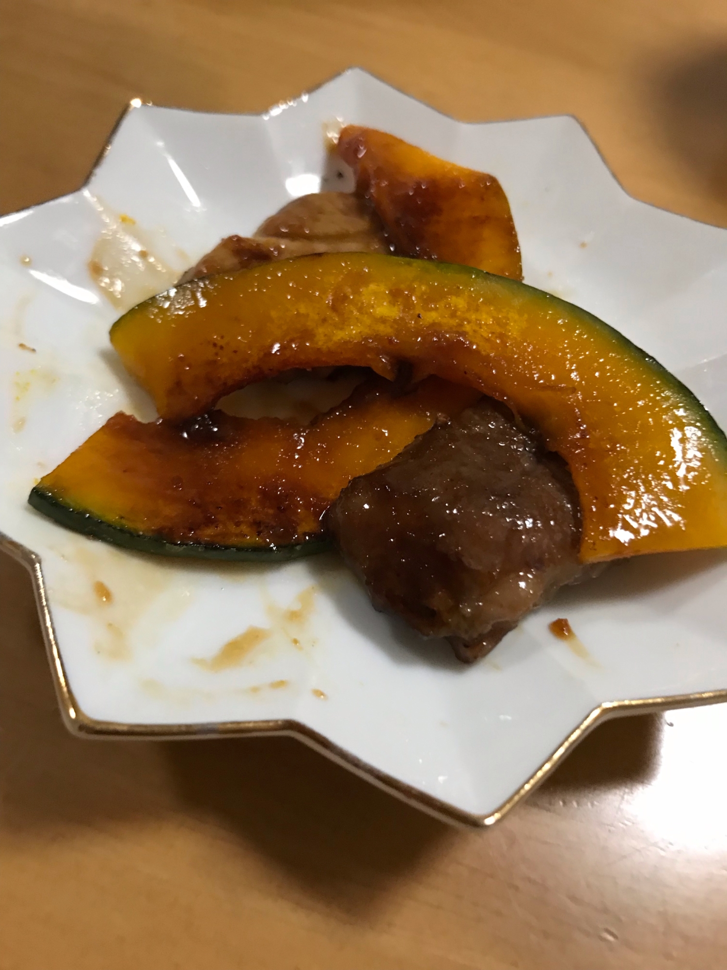 かぼちゃと牛肉の焼肉のたれ炒め