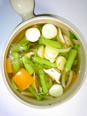 大根の葉っぱと残り野菜の☆簡単☆食べるスープ