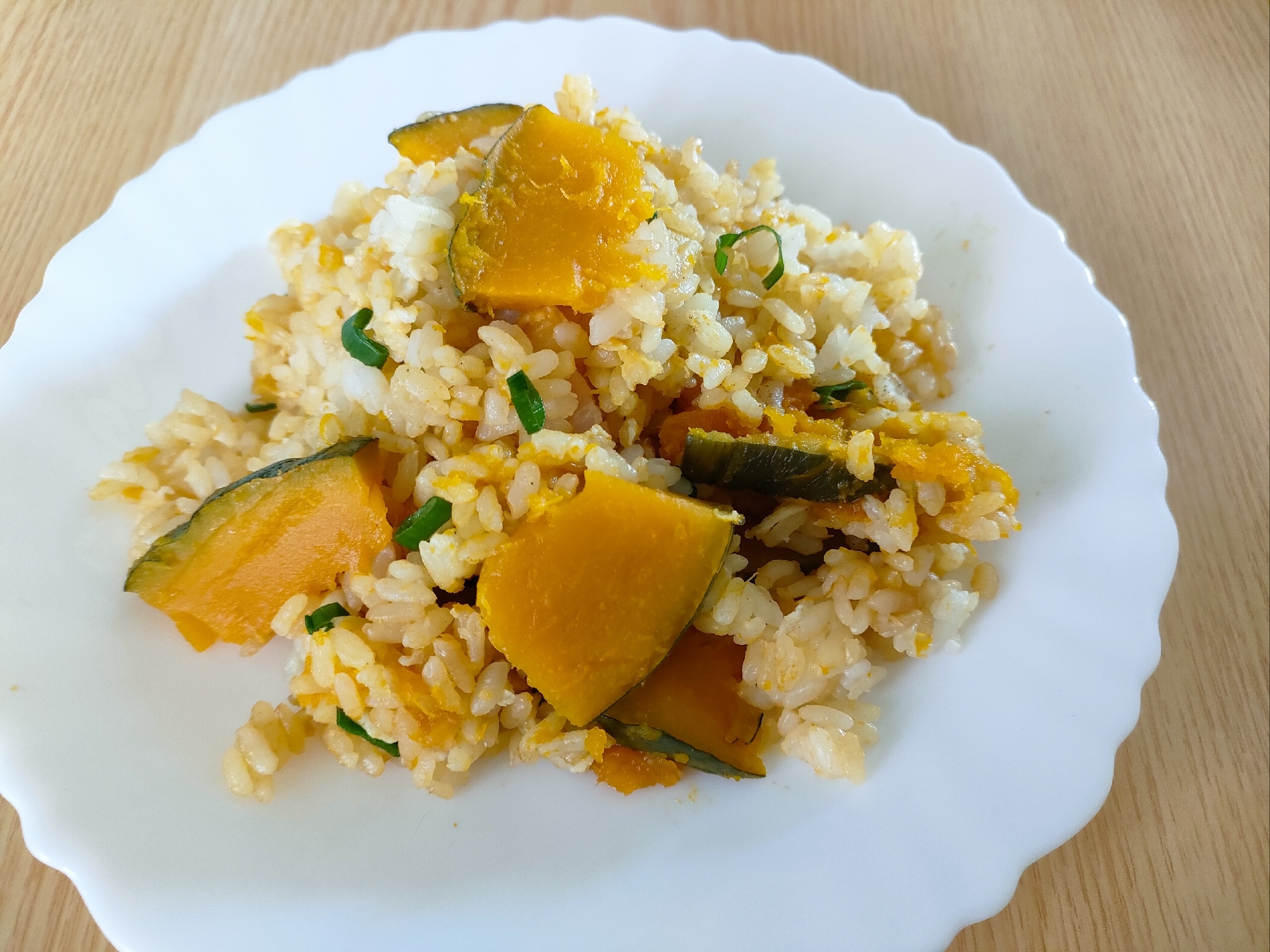 かぼちゃと小ねぎの卵炒飯