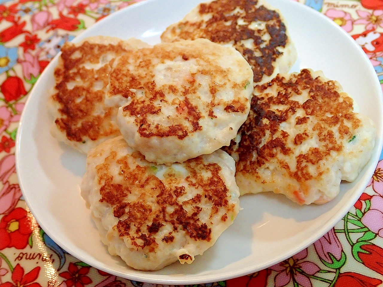 白だしで　お豆腐入りチキンバーグ♬