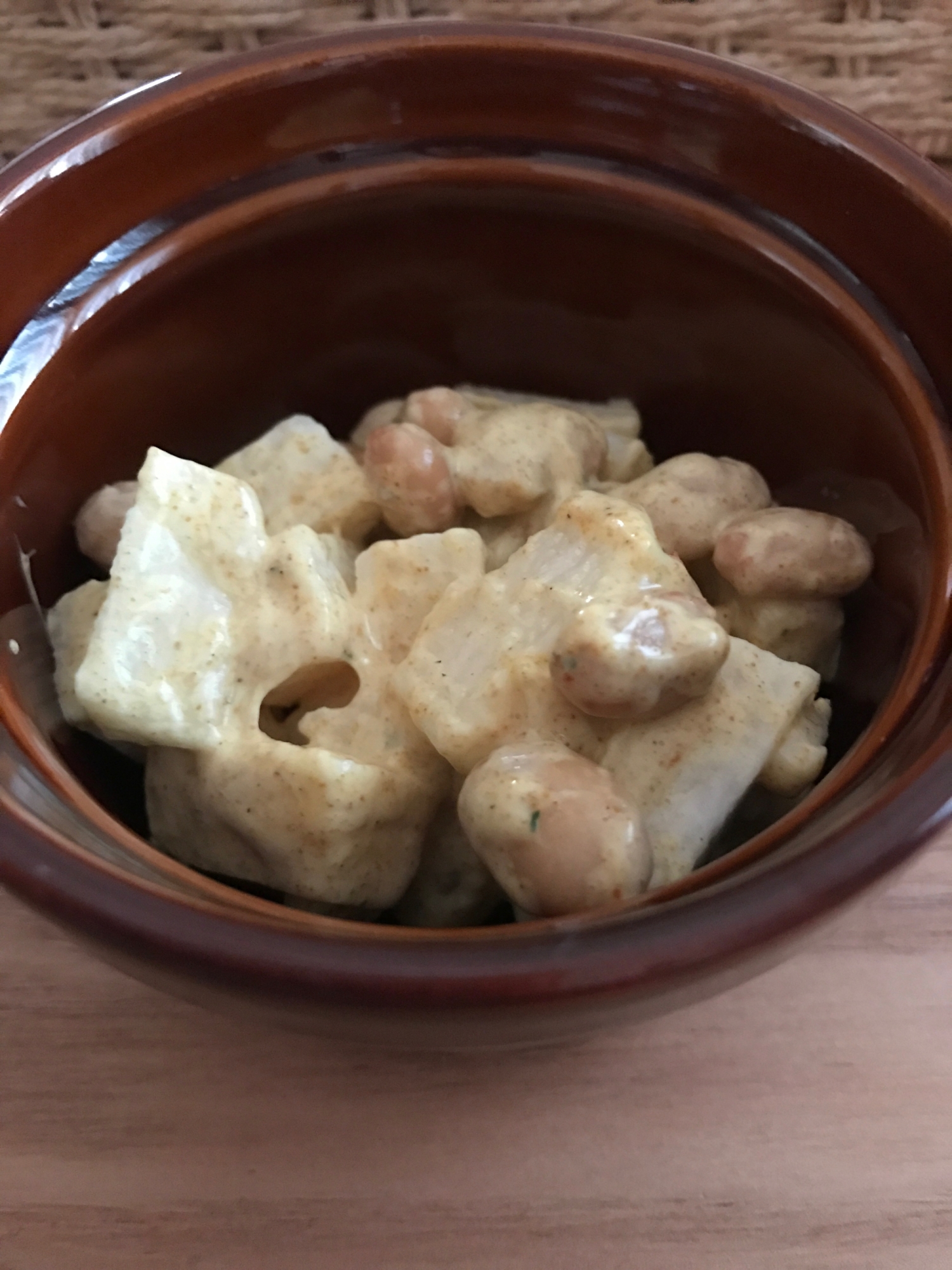 長芋と大豆のカレーマヨサラダ