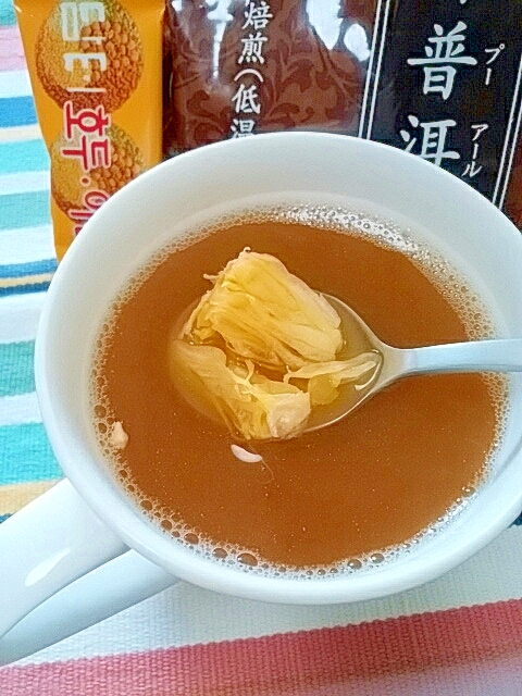 ホッと☆酒粕＆五味茶入りシトラスプーアール茶♪