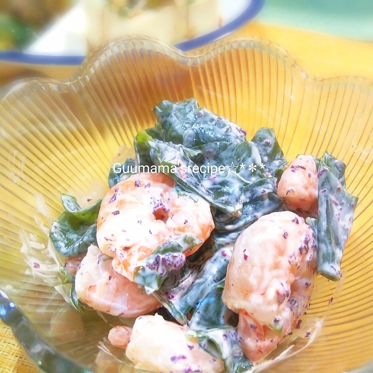 包丁不要♡和えるだけ♡エビとわかめのゆかりマヨ和え レシピ・作り方