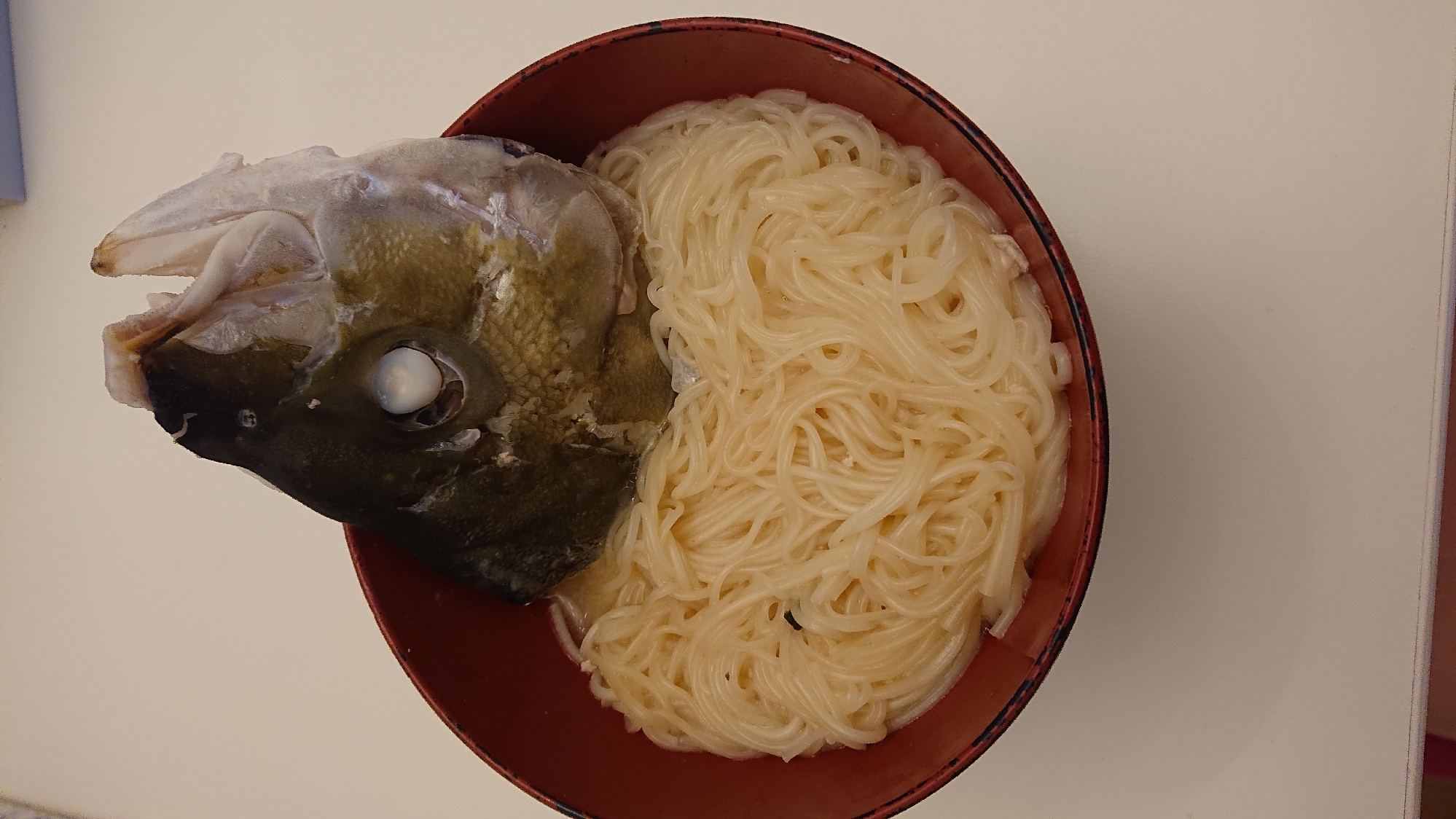 しまアジのあら汁にゅうめん