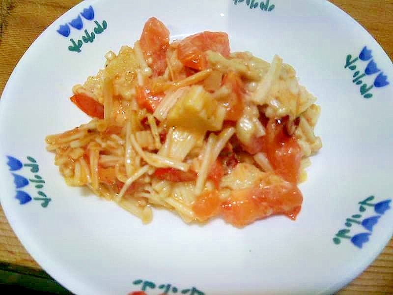 エノキトマト炒め/大蒜唐辛子マヨ味
