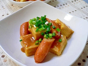 高野豆腐とウインナーの含め煮（カレー風味）