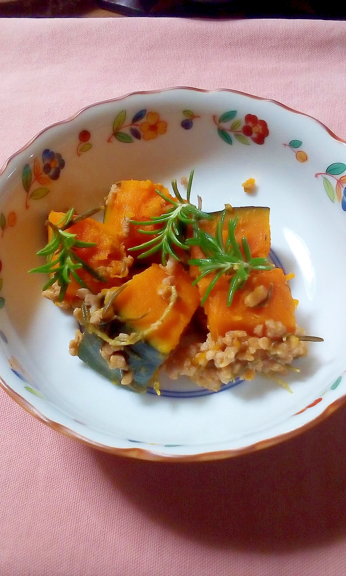 かぼちゃと鶏のひき肉の煮物