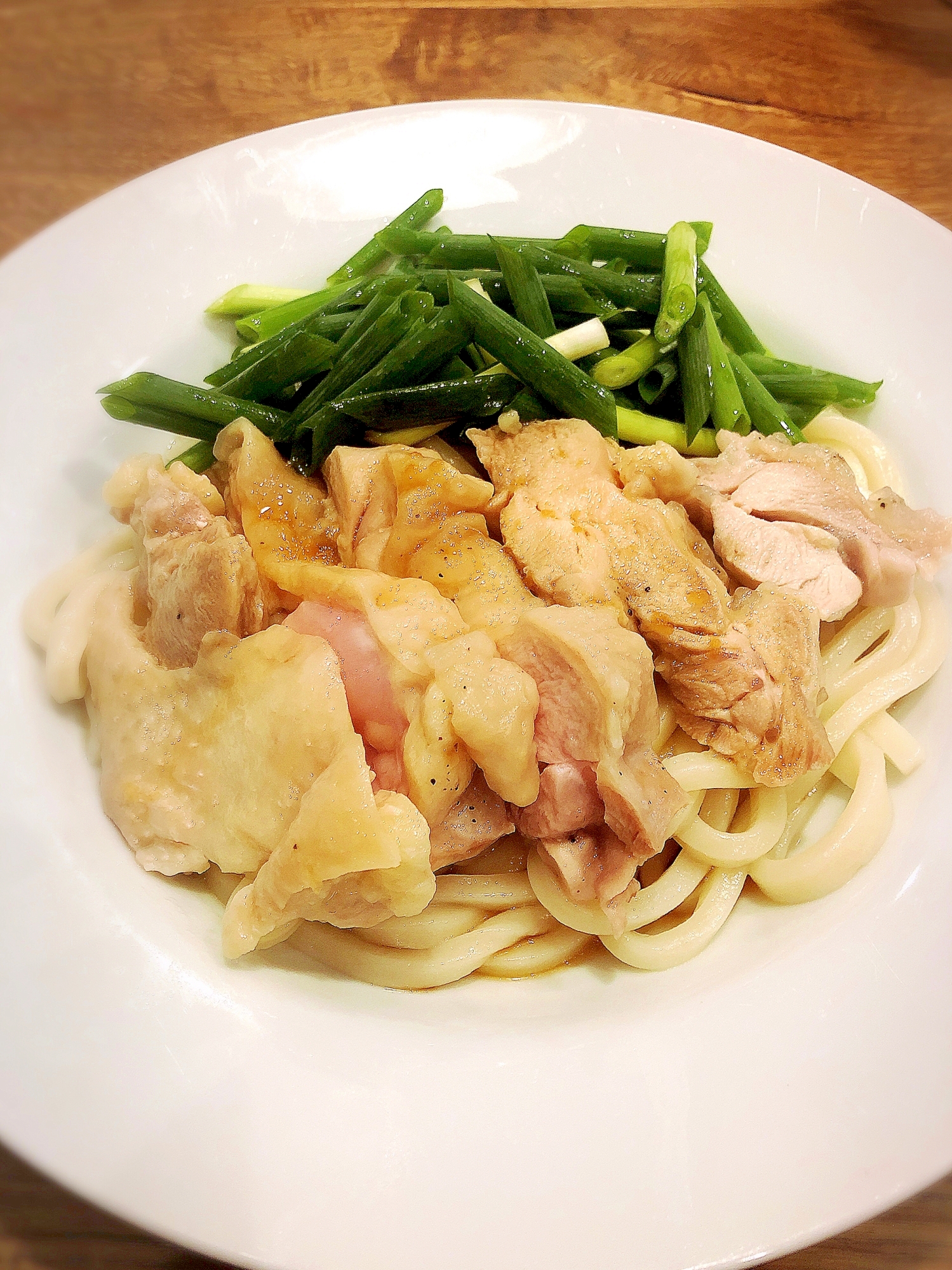 茹で鷄の油淋風ソースうどん☆