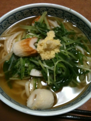 生姜たっぷり水菜うどん