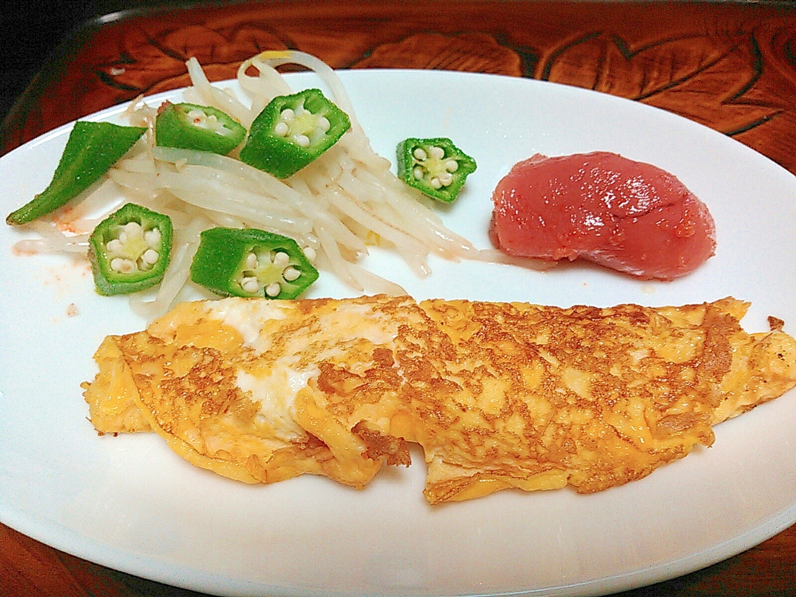 卵焼きと明太子の朝食プレート