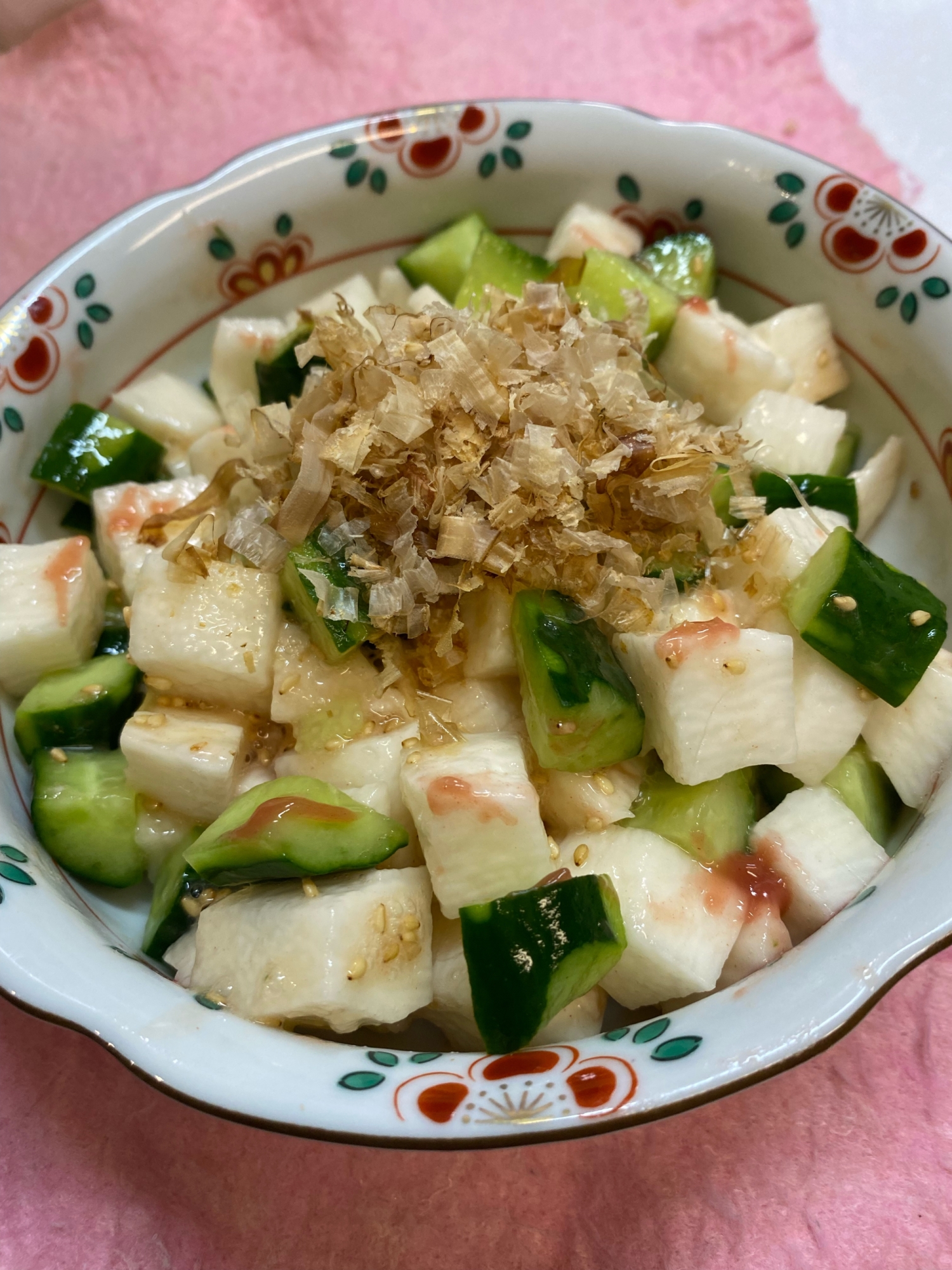 食感が楽しい❣️コロコロ長芋とキューリの梅和え