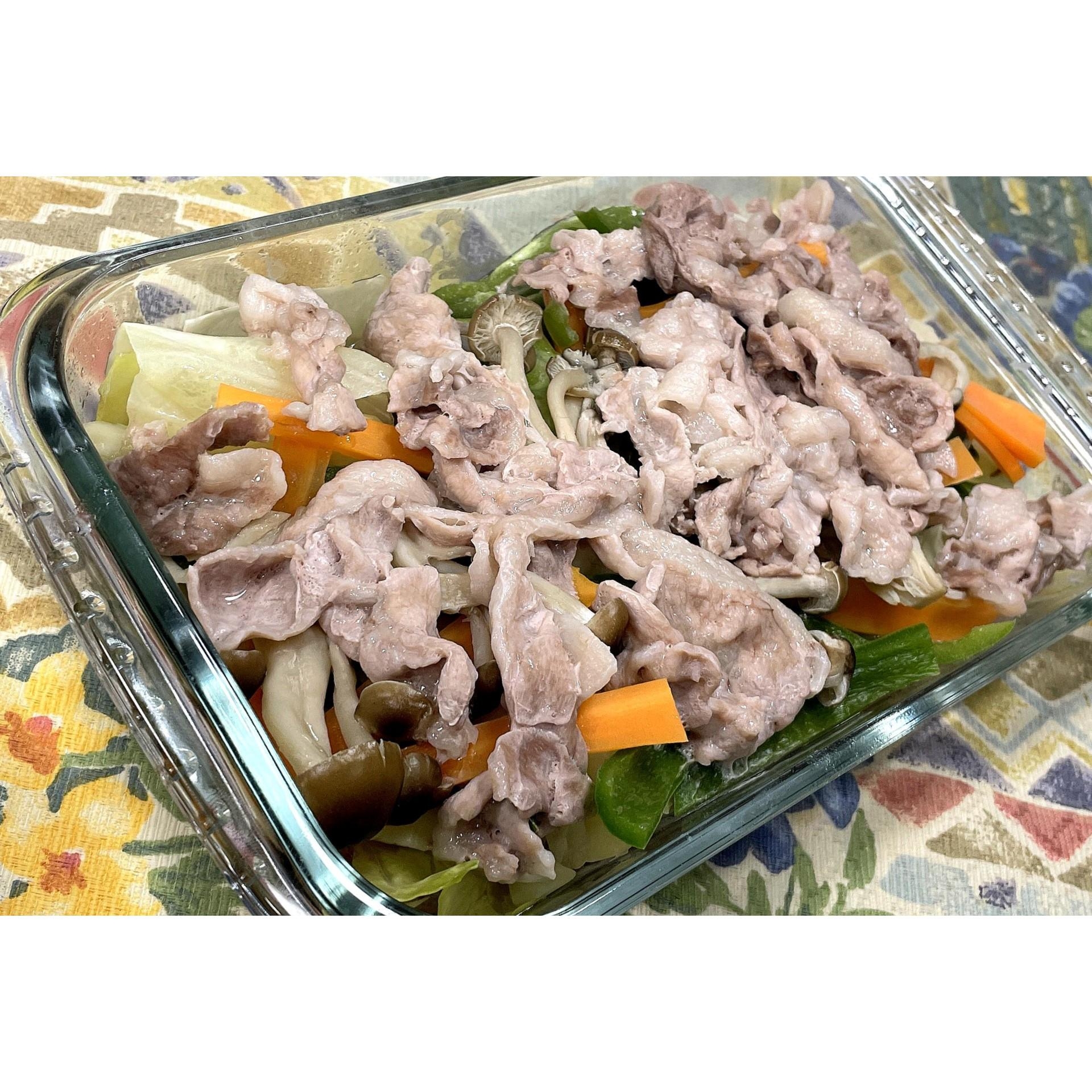 豚肉と野菜のレンジ蒸し★動画あり★