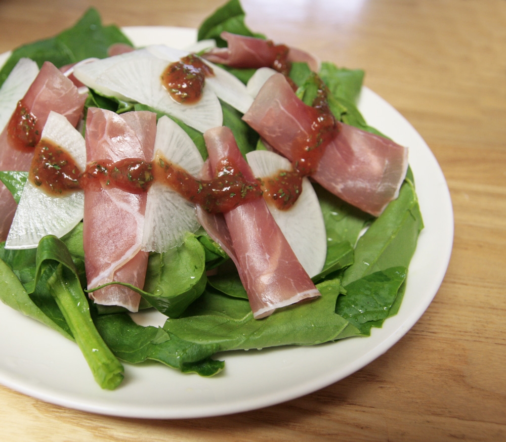 クリスマスに♪サラダほうれんそうと生ハムのサラダ