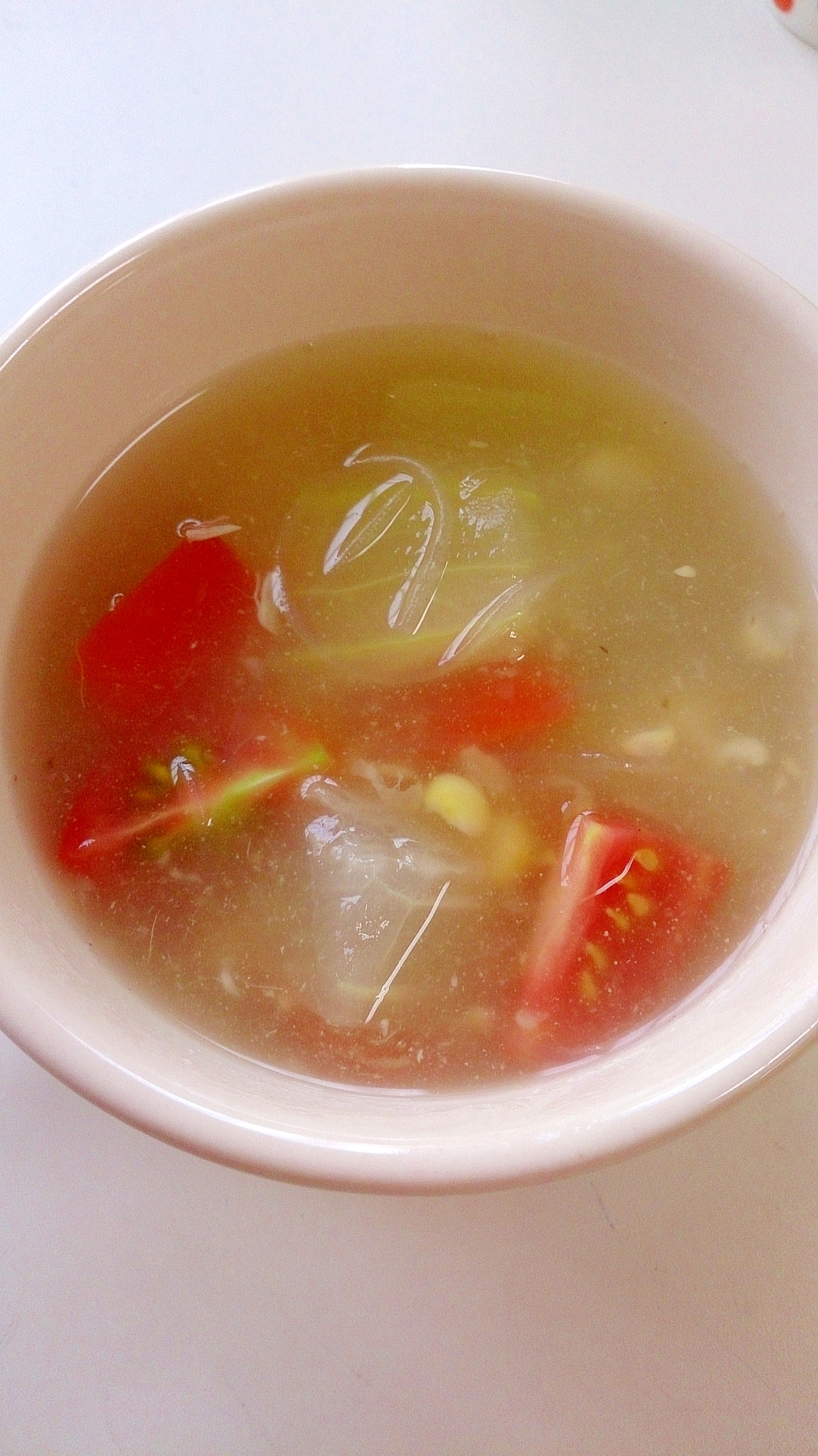 冬瓜・ツナ・トウモロコシ・トマトの春雨スープ