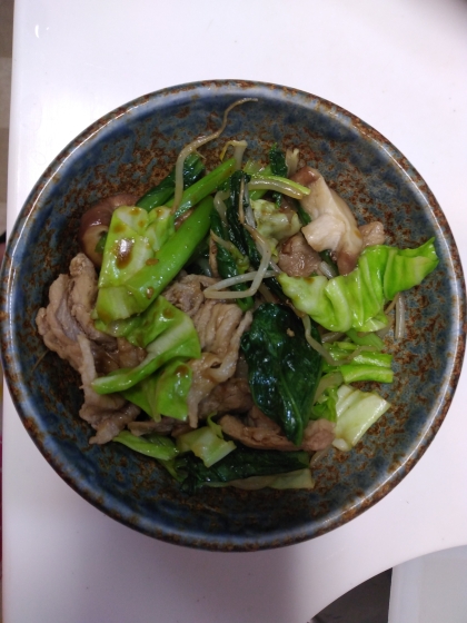 小松菜とキャベツの肉炒め