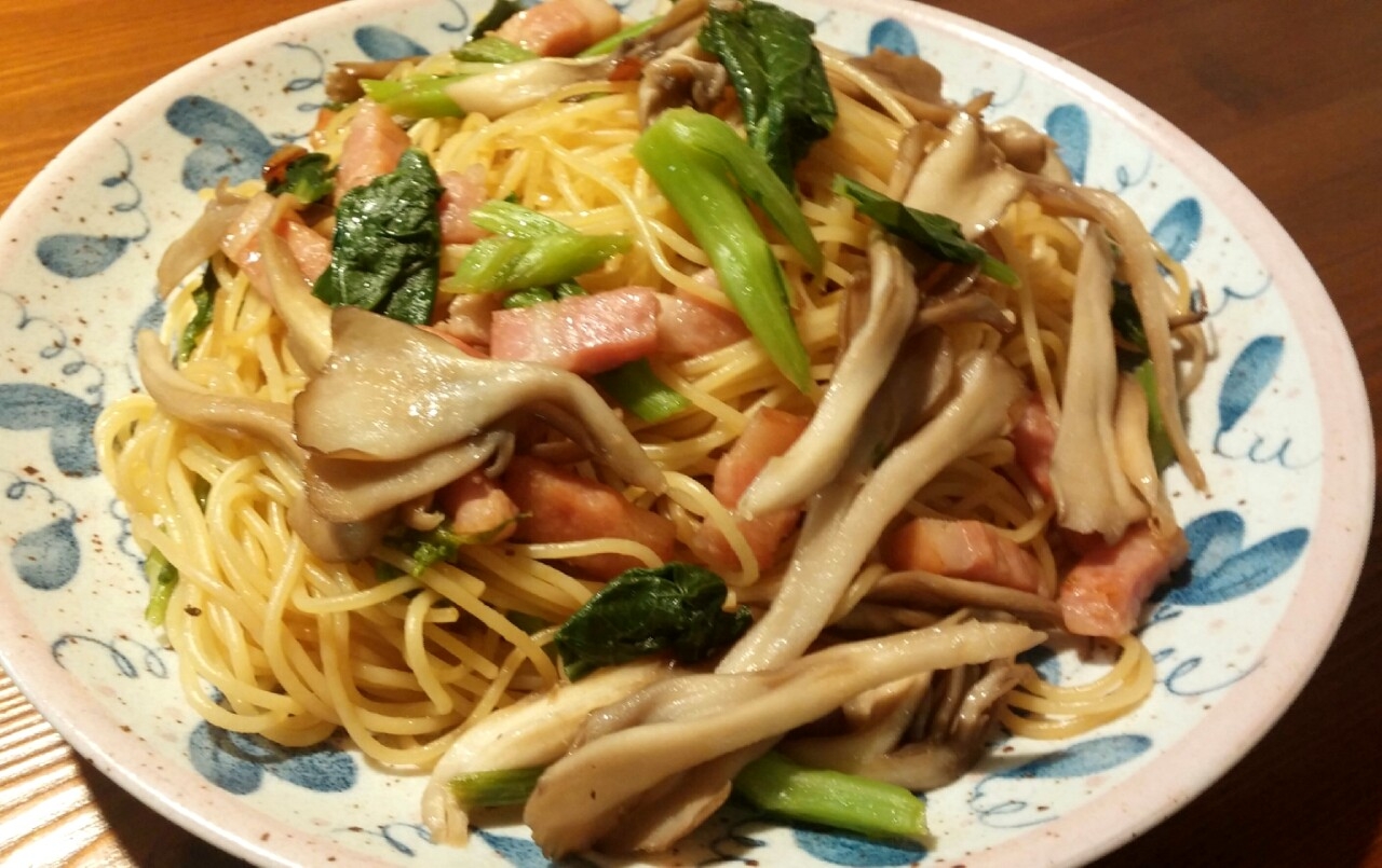 舞茸と菜花の和風パスタ