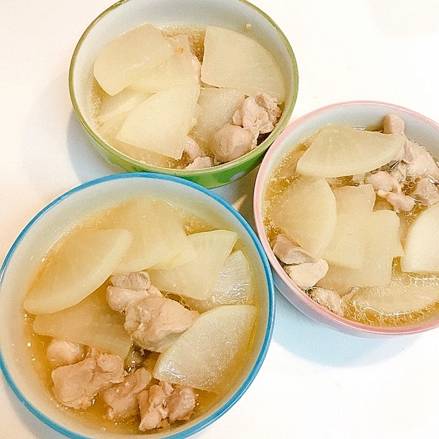 大根と鶏もも肉のあっさり炒め煮♪薄め味付けで