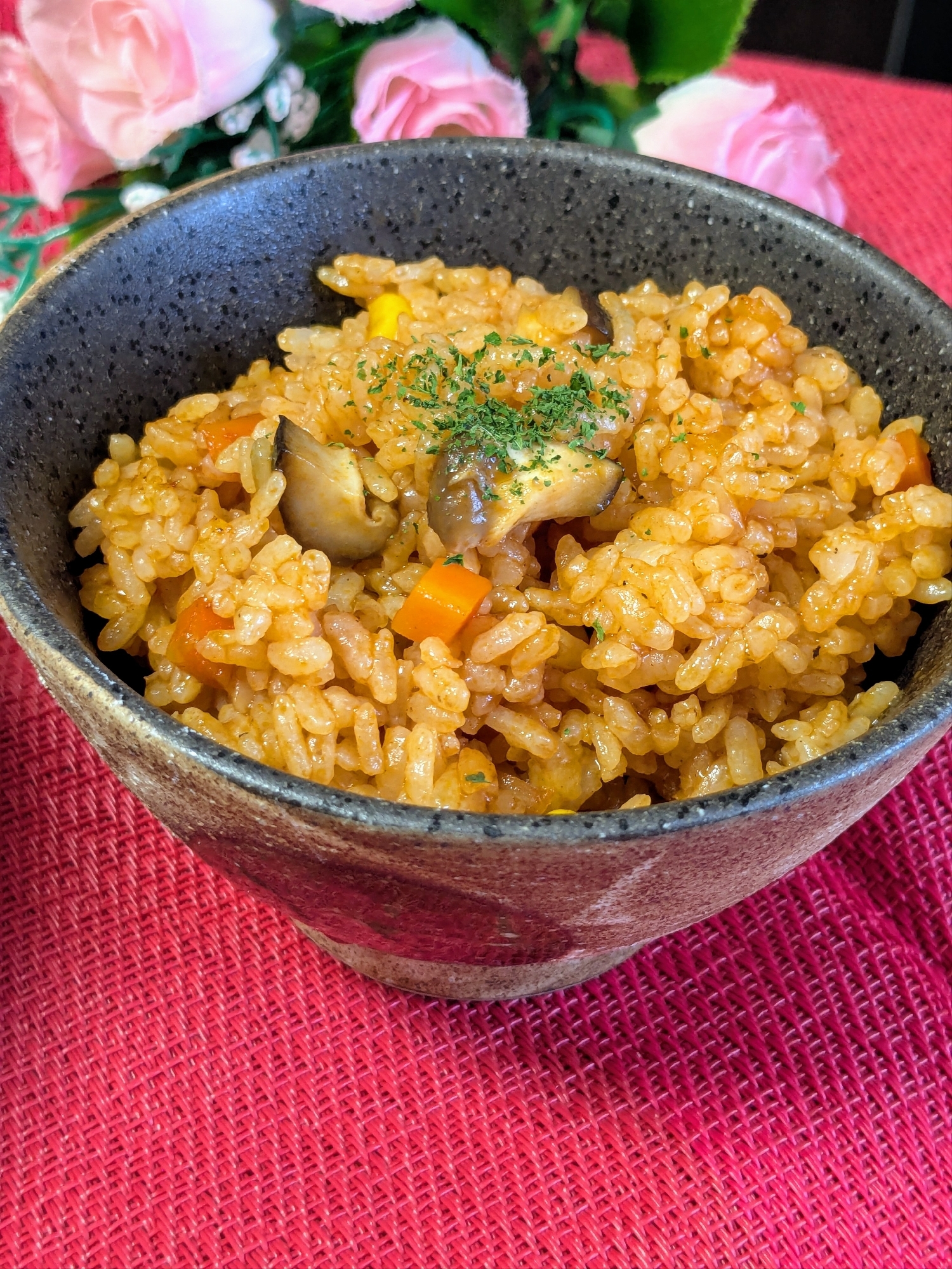 余ったハンバーグソースで！〜チキンライス風ご飯〜
