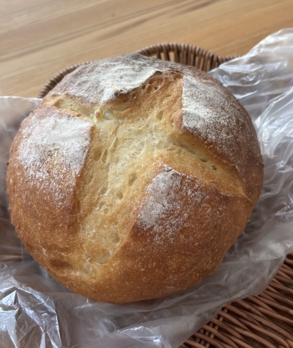 ほぼ捏ねない材料5つ油牛乳なし☆超簡単カンパーニュ