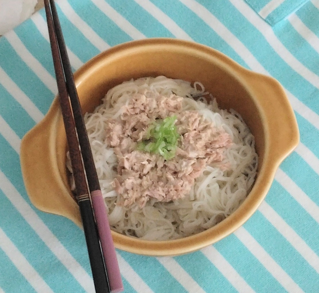 残った素麺・ひやむぎで✨ツナマヨ麺✨フライパン不要