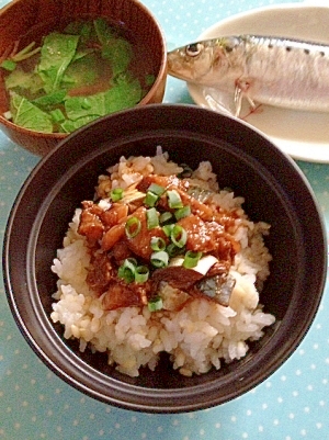 真いわし刺身丼♪　青魚料理