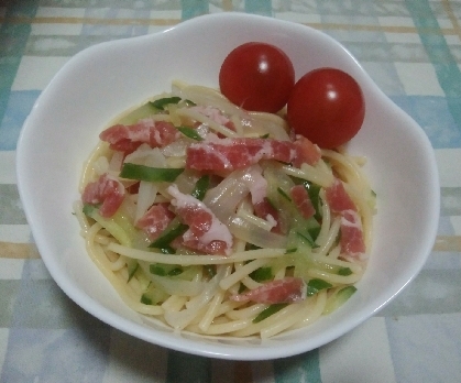 お歳暮の生ハムで作りました。子供達も食べるので、レモンの代わりにポン酢で美味しくいただきました。