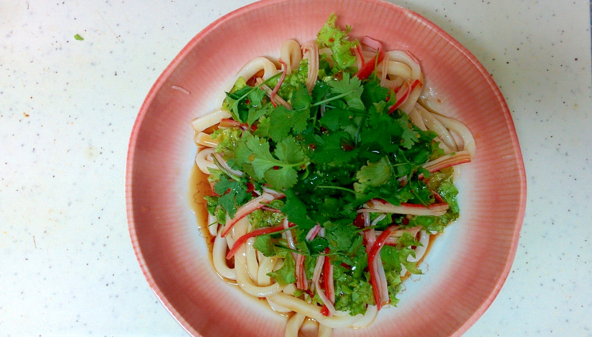 パクチー香るサラダうどん